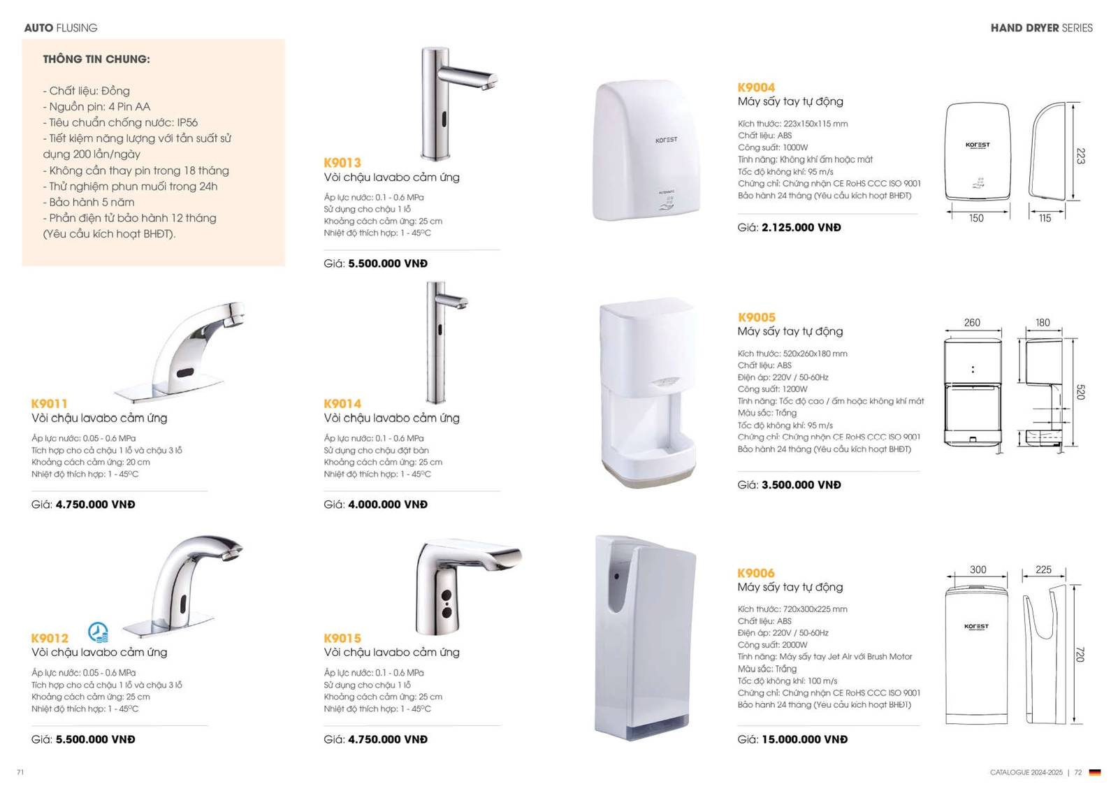 Catalogue và Bảng giá Thiết bị vệ sinh KOREST mới nhất 2024 /Page 36